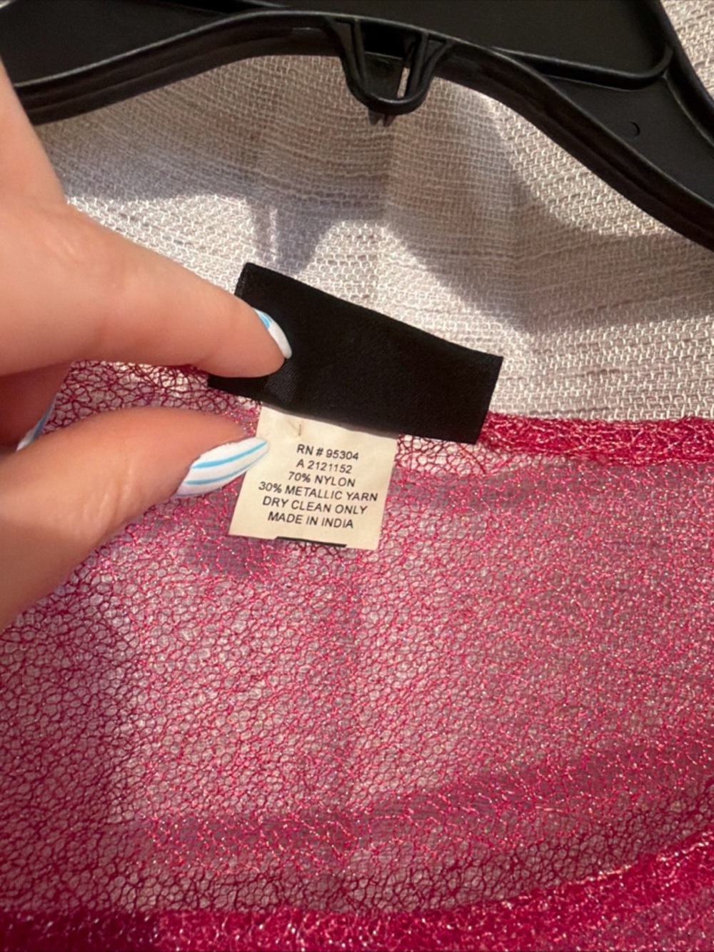 Maggie Barnes Fuchsia Sheer Fringe Poncho with Bead Accents - Picture 5 of 8